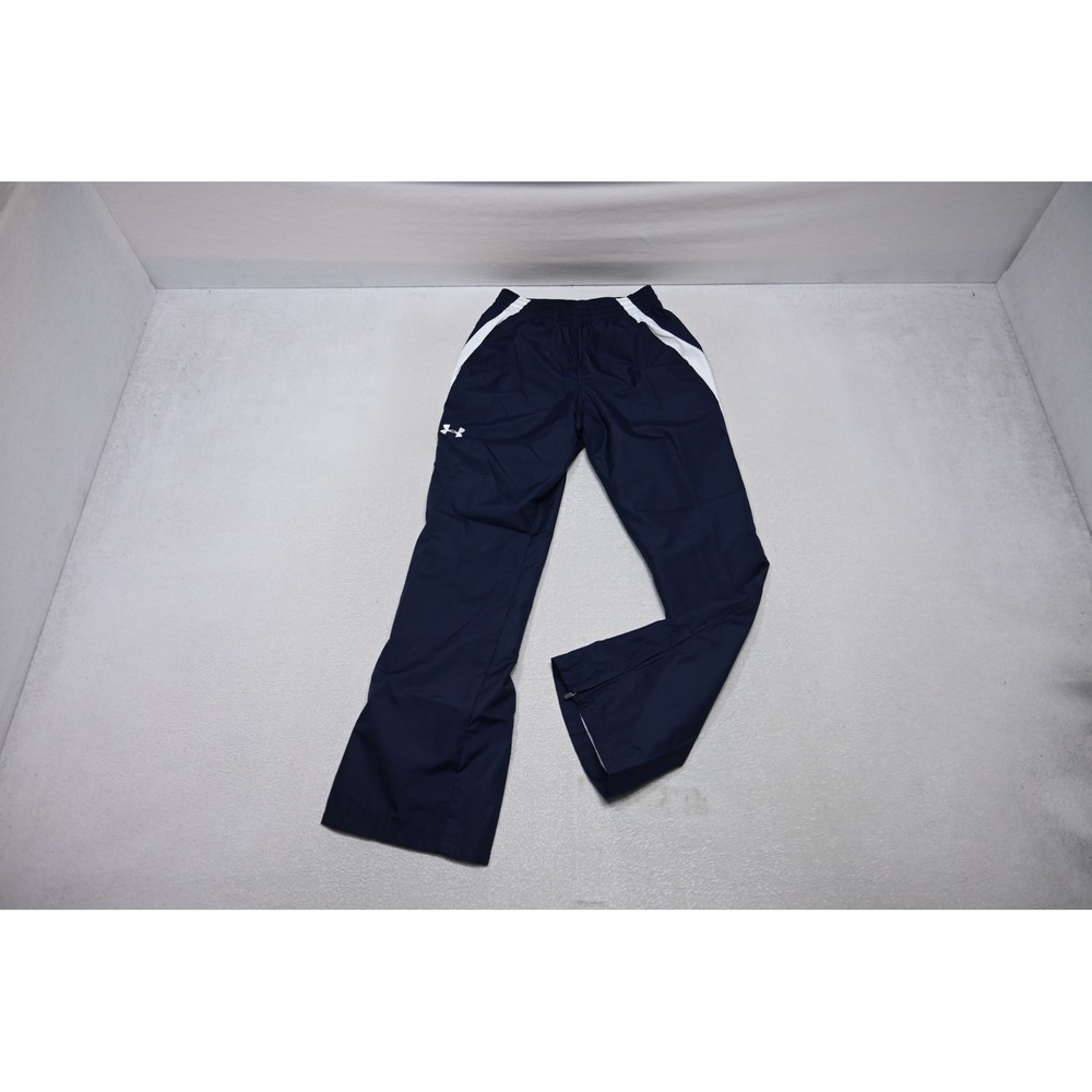 Under Armour Track Pants Mens Size Small Navy Blue White Windbreaker Excellent